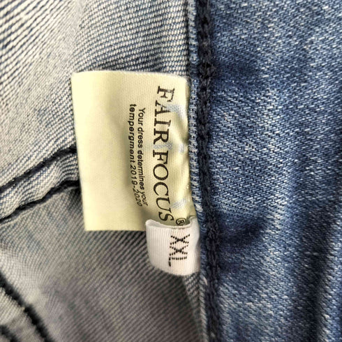 FAIR FOCUS スカル刺繍 ダメージ加工 ストレートデニムパンツ メンズ  XXL